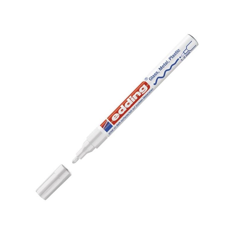 Marcador permanente Edding 751 - Punta cónica - Trazo 1 mm - 2 mm - Color blanco