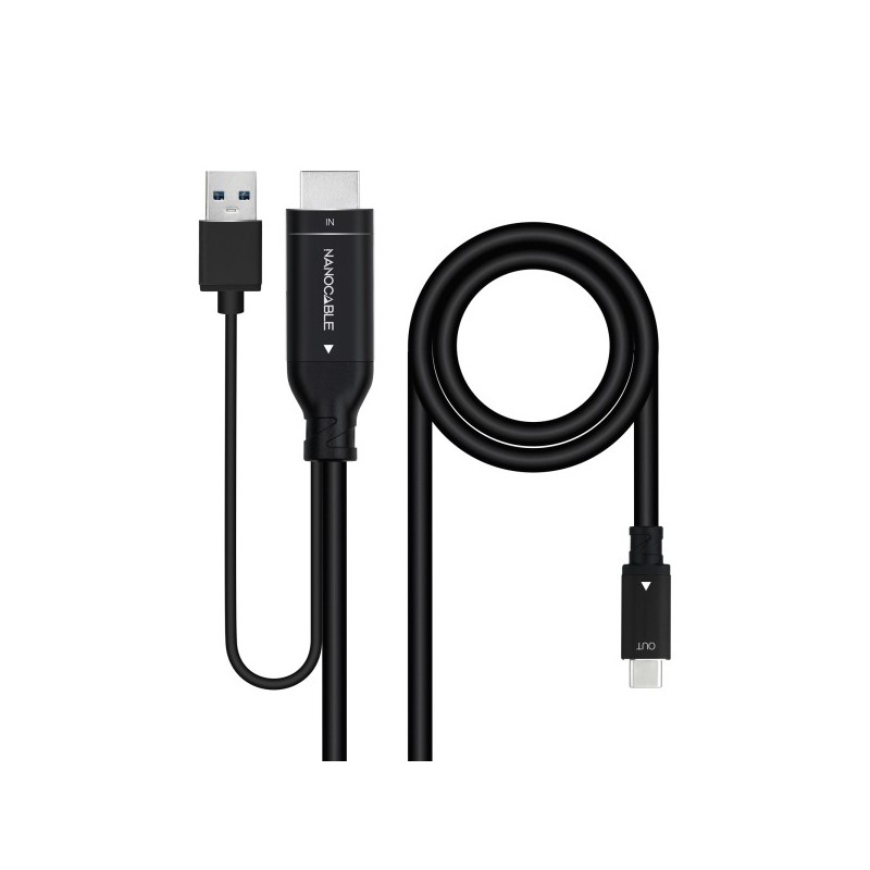 Nanocable Cable Conversor HDMI Macho a USB-C Macho - Longitud 1.8m - Color Negro