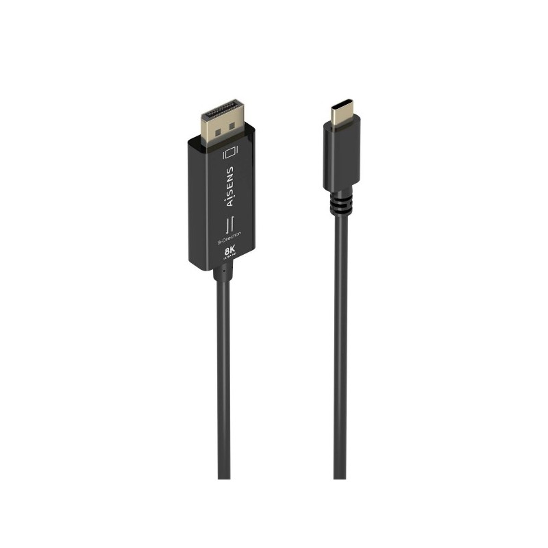 Aisens Cable Conversor Bidireccional USB-C a Displayport 8K@60Hz - USB-C/M-DP/M - 1.8m - Color Negro