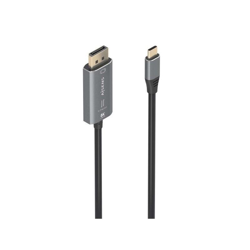 Aisens Cable Conversor Aluminio Bidireccional USB-C a Displayport 8K@60Hz - USB-C/M-DP/M - 1.8m - Color Gris
