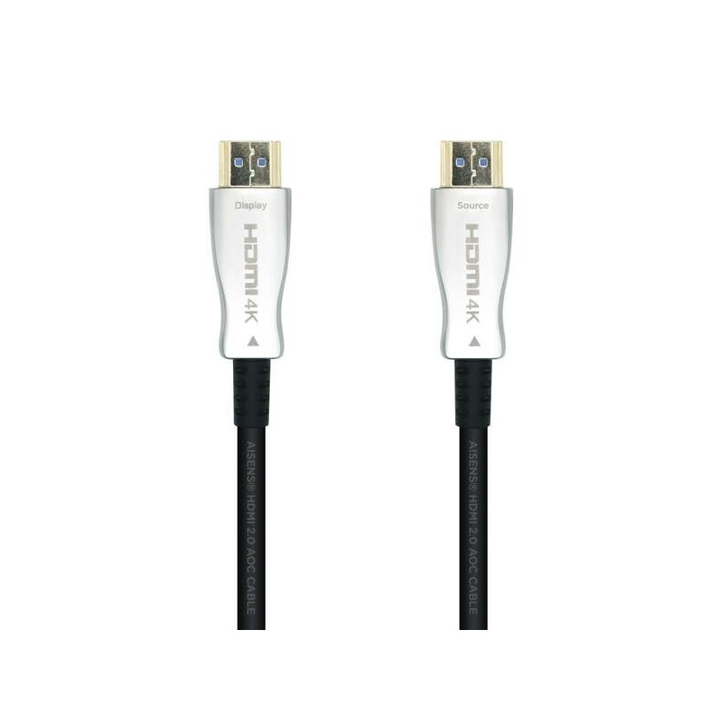 Aisens Cable HDMI V2.0 AOC (Active Optical Cable) Premium Alta Velocidad/ HEC 4K@60HZ 18GBPS - A/M-A/M - 15m - Color Negro