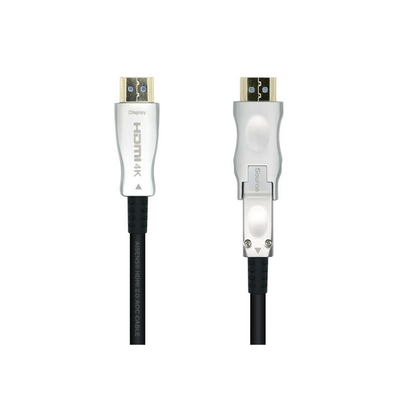 Aisens Cable HDMI V2.0 AOC Desmontable Premium Alta Velocidad / HEC 4K@60Hz 4:4:4 18Gbps - A/M-D/A/M - 20m Negro