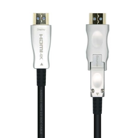 Aisens Cable HDMI V2.0 AOC Desmontable Premium Alta Velocidad / HEC 4K@60Hz 4:4:4 18Gbps - A/M-D/A/M - 20m Negro