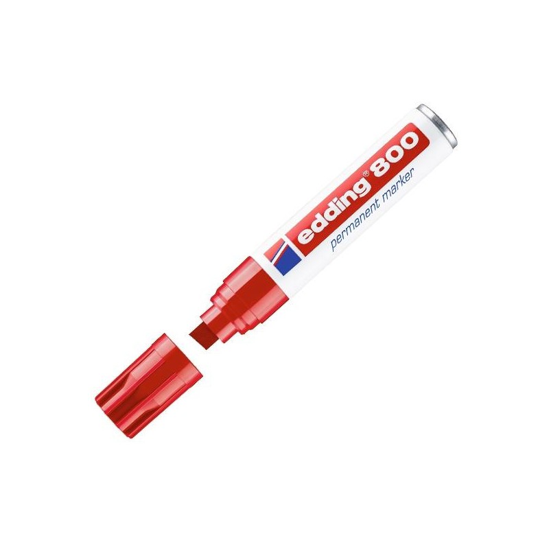 Marcador permanente Edding 800 - Punta biselada - Trazo 4 mm - 12 mm - Color rojo Marcador permanente Edding 800 - Punta biselada - Trazo 4 mm - 12 mm - Color rojo