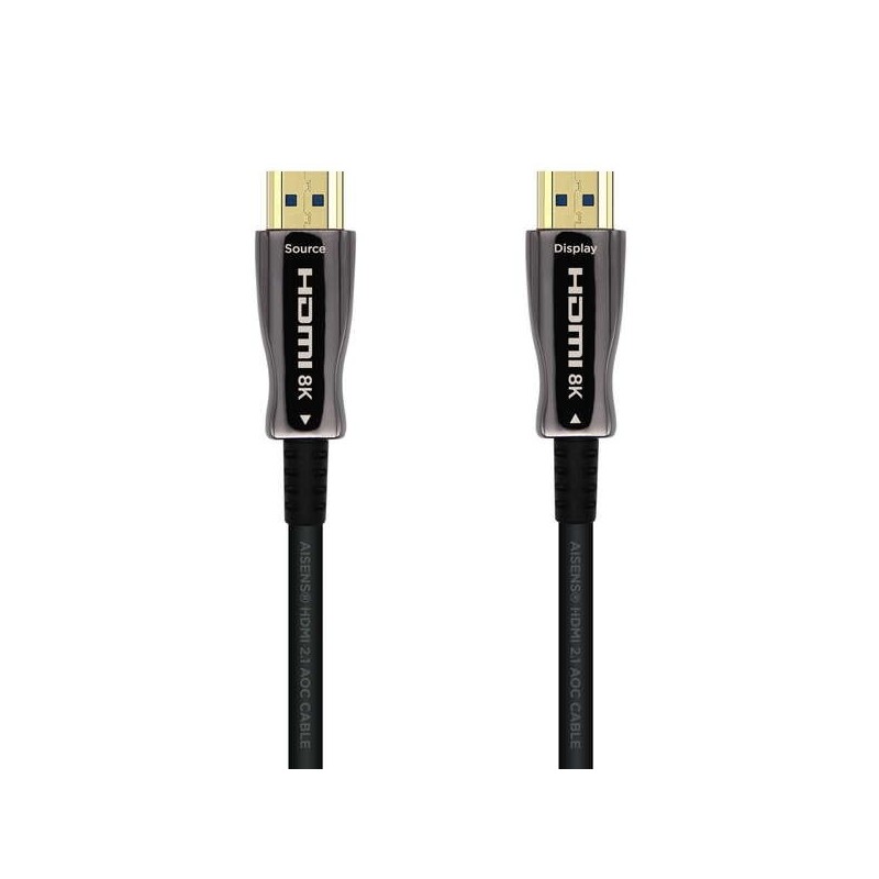 Aisens Cable HDMI V2.1 AOC Fibra Optica Ultra Alta Velocidad UHS 8K@60Hz 4K@120Hz 4:4:4 48Gbps - A/M-A/M - 70m Negro
