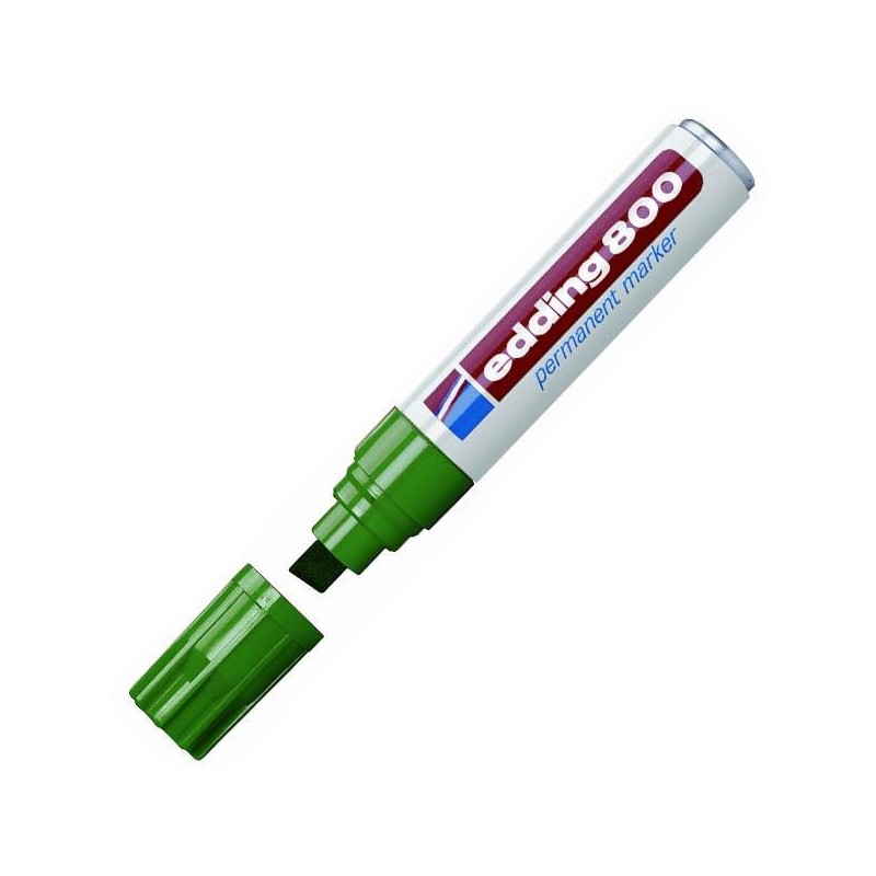 Marcador permanente Edding 800 - Punta biselada - Trazo 4 mm - 12 mm - Color verde Marcador permanente Edding 800 - Punta biselada - Trazo 4 mm - 12 mm - Color verde