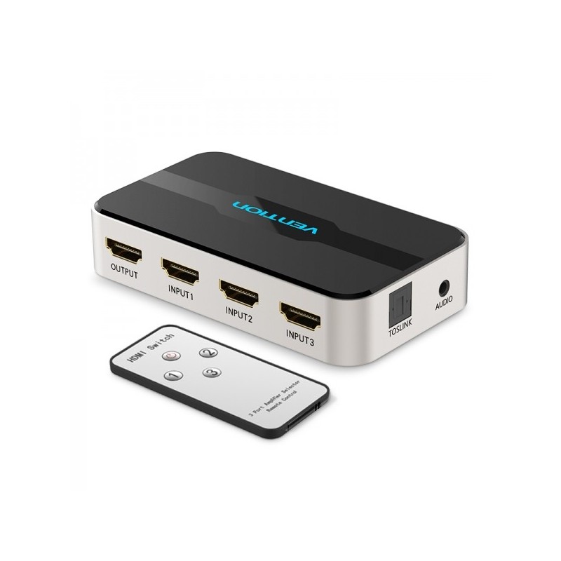 Vention Duplicador HDMI Hembra a HDMI Macho 3x1 con Audio - Color Gris