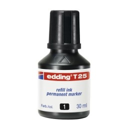 Tinta edding T25 - Marcadores recargables - 30 ml - Color negro