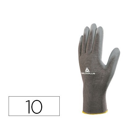 GUANTES DELTAPLUS POLIESTER ANTIDESLIZANTE LAVABLE ESPECIAL PARA MANIPULACION Y MANUTENCION GRIS TALLA 10