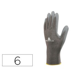 GUANTES DELTAPLUS POLIESTER ANTIDESLIZANTE LAVABLE ESPECIAL PARA MANIPULACION Y MANUTENCION GRIS TALLA 6