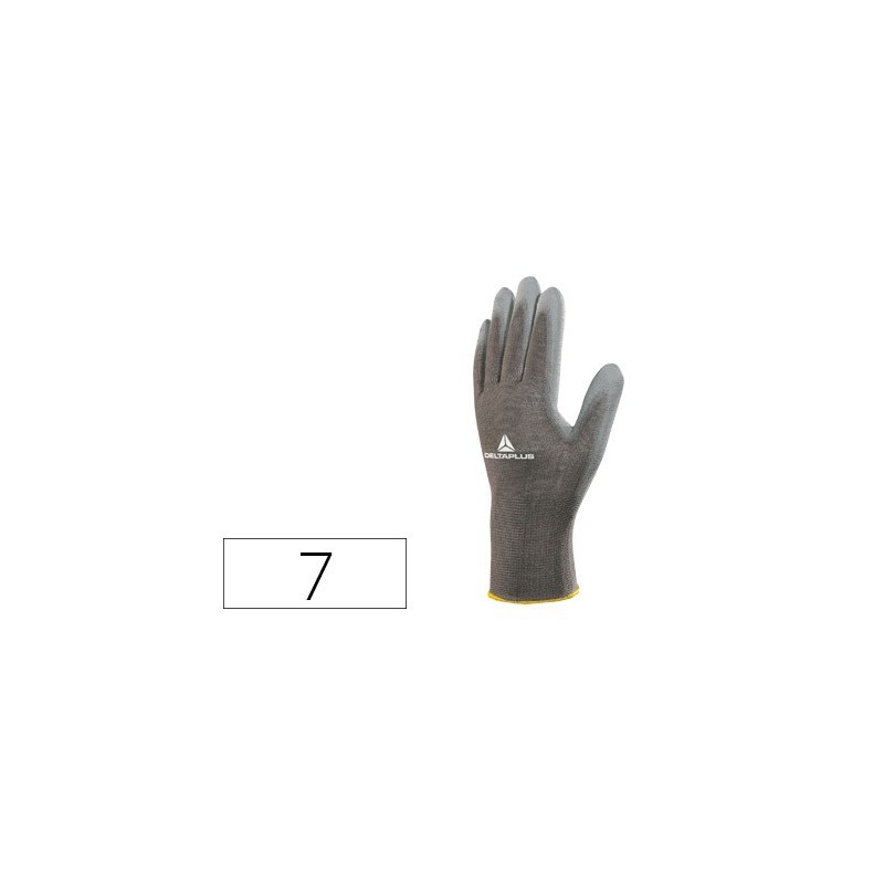 GUANTES DELTAPLUS POLIESTER ANTIDESLIZANTE LAVABLE ESPECIAL PARA MANIPULACION Y MANUTENCION GRIS TALLA 7