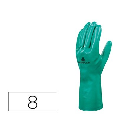 GUANTES DELTAPLUS TRATADO EN NITRILO FLOCADO DE ALGODON ESPECIAL PARA TRABAJOS CON LIQUIDOS QUIMICOS TALLA 8