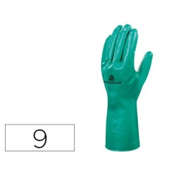 GUANTES DELTAPLUS TRATADO EN NITRILO FLOCADO DE ALGODON ESPECIAL PARA TRABAJOS CON LIQUIDOS QUIMICOS TALLA 9