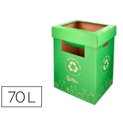 CONTENEDOR PAPELERA RECICLAJE LIDERPAPEL CARTON RECICLADO PARA RESTOS NO RECICLABLES 70 LITROS 450X350X650 MM GRIS