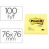 BLOC DE NOTAS ADHESIVAS QUITA Y PON POST-IT 76X76 MM CON 100HOJAS (PACK INDIVISIBLE 12 UDS)