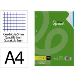 RECAMBIO LIDERPAPEL A4 100 HOJAS 100 G/M2 CUADRO 5 MM 4 TALADROS BANDAS DE 5 COLORES