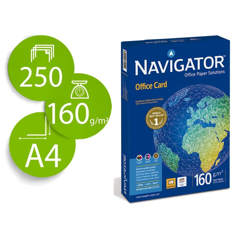 PAPEL FOTOCOPIADORA NAVIGATOR DIN A4 160 GRAMOS PAPEL MULTIUSO INK-JET Y LASER PAQUETE DE 250 HOJAS