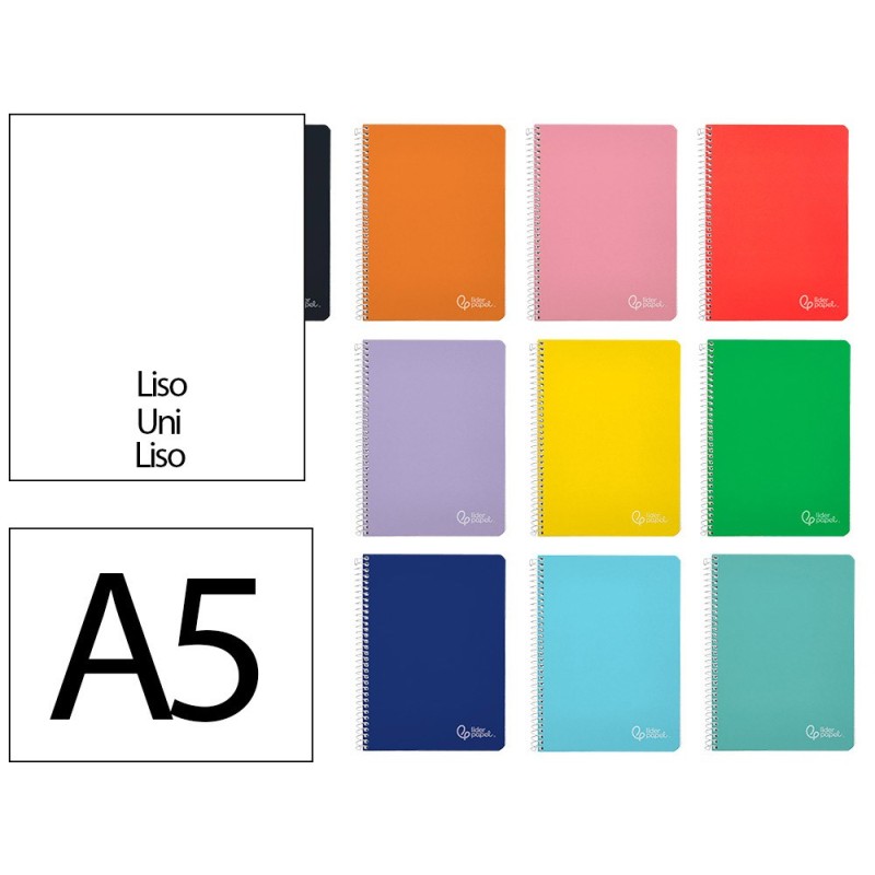CUADERNO ESPIRAL LIDERPAPEL CUARTO WITTY TAPA DURA 80H 75GR LISO SIN MARGEN COLORES SURTIDOS (PACK INDIVISIBLE  10 UDS)