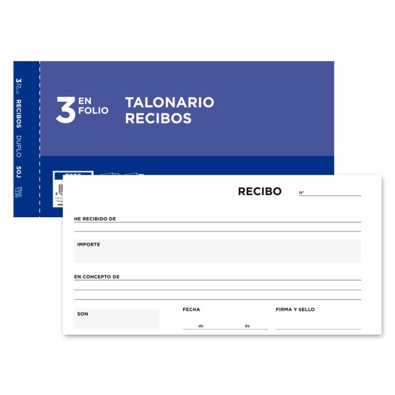 TALONARIO LIDERPAPEL RECIBOS 3/F  ORIGINAL Y COPIA T236 SIN MATRIZ