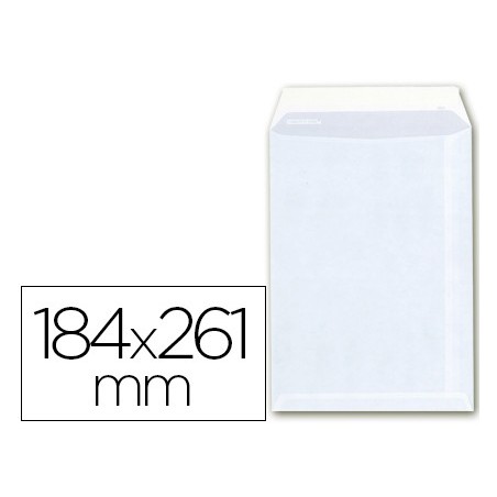 SOBRE LIDERPAPEL BOLSA A-6 OFFSET BLANCO 100 GR 184X261 MM CON TIRA DE SILICONA CAJA DE 250 UNIDADES