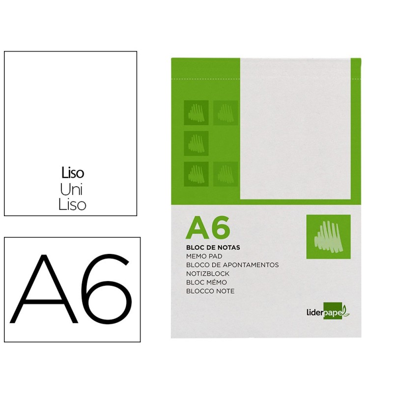 BLOC NOTAS LIDERPAPEL LISO A6 80 HOJAS 60G/M2 PERFORADO