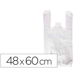 BOLSA CAMISETA RECICLADA 70% BLANCA 50 MC 48X60 CM APTA LEGISLACION DE BOLSAS 2021 (PACK INDIVISIBLE 90 UDS)