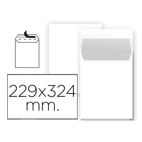 SOBRE LIDERPAPEL BOLSA N 8 BLANCO DIN 229X324 MM TIRA DE SILICONA PAQUETE DE 25 UNIDADES