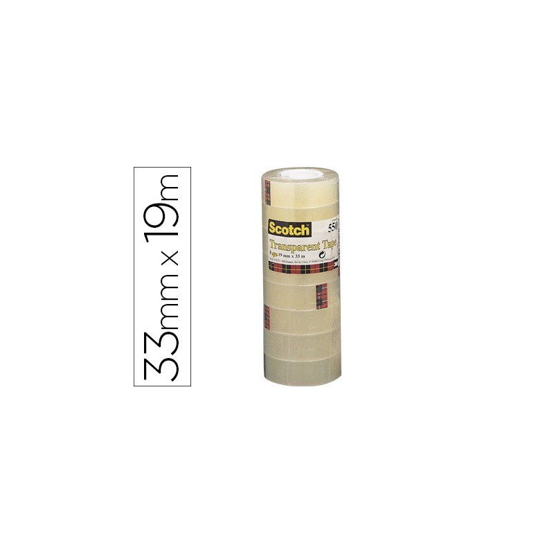 CINTA ADHESIVA SCOTCH ACORDEON 550 33 MT X 19 MM PACK DE 8 UNIDADES
