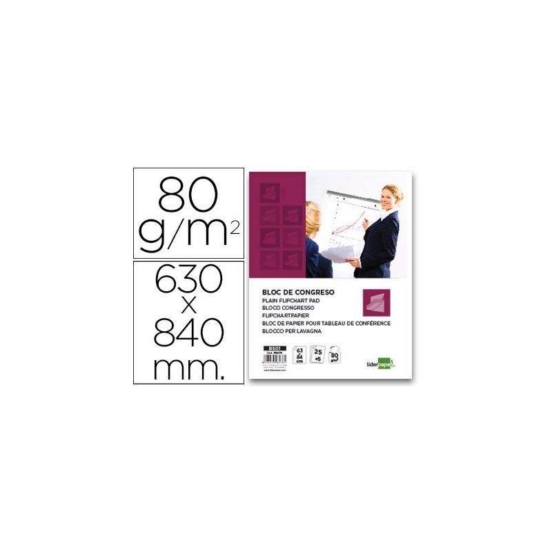 BLOC CONGRESO LIDERPAPEL LISO 63X84CM 25+5 HOJAS 80G/M2