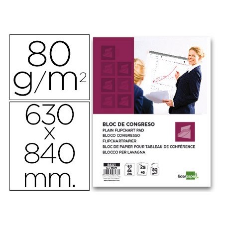BLOC CONGRESO LIDERPAPEL LISO 63X84CM 25+5 HOJAS 80G/M2