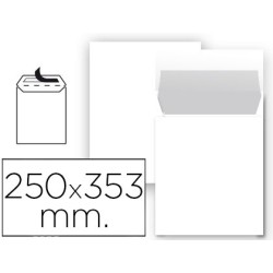 SOBRE LIDERPAPEL BOLSA N 10 BLANCO FOLIO PROLONGADO 250X353 MM TIRA DE SILICONA PAQUETE DE 25 UNIDADES