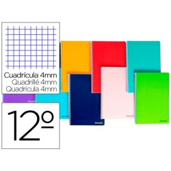 CUADERNO ESPIRAL LIDERPAPEL BOLSILLO DOCEAVO SMART TAPA BLANDA 80H 60GR CUADRO 4MM COLORES SURTIDOS