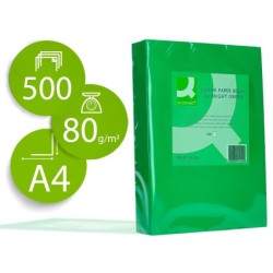 PAPEL COLOR Q-CONNECT DIN A4 80GR VERDE INTENSO PAQUETE DE 500 HOJAS