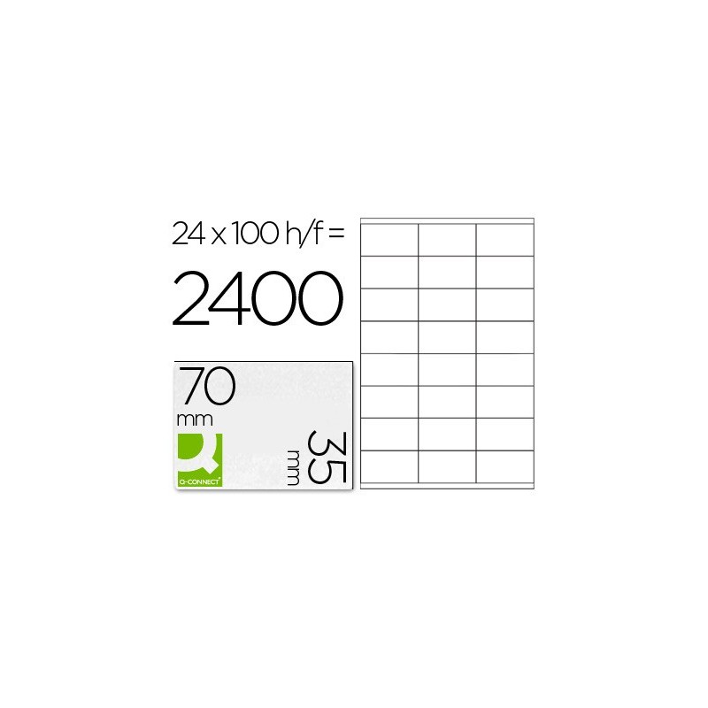 ETIQUETA ADHESIVA Q-CONNECT KF10645 -TAMAÑO 70X35 MM FOTOCOPIADORA LASER INK-JET CAJA CON 100 HOJAS DIN A4
