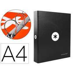CARPETA 4 ANILLAS 40 MM MIXTAS LIDERPAPEL ANTARTIK A4 FORRADA COLOR NEGRO