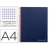 CUADERNO ESPIRAL LIDERPAPEL A4 MICRO JOLLY TAPA FORRADA 140H 75 GR CUADRO 5MM 5 BANDAS 4 TALADROS COLOR AZUL
