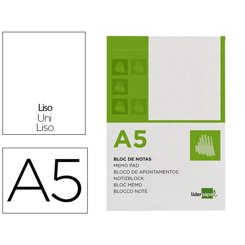 BLOC NOTAS LIDERPAPEL LISO A5 80 HOJAS 60G/M2 PERFORADO