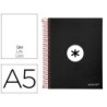 CUADERNO ESPIRAL LIDERPAPEL A5 MICRO ANTARTIK TAPA FORRADA 120H 100G LISO CON BANDAS 6 TALADROS COLOR NEGRO
