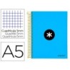 CUADERNO ESPIRAL LIDERPAPEL A5 MICRO ANTARTIK TAPA FORRADA 120H 100 GR CUADRO5MM 5 BANDAS 6 TALADROS COLOR AZUL