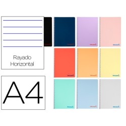 CUADERNO ESPIRAL LIDERPAPEL A4 WONDER TAPA PLASTICO 80H 90GR RAYADO HORIZONTAL MARGEN COLORES SURTIDOS (PACK INDIVISIBLE 10 UDS)