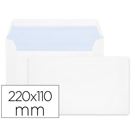 SOBRE LIDERPAPEL N 2 BLANCO DIN AMERICANO 110X220 MMTIRA DE SILICONA PAQUETE DE 25 UNIDADES