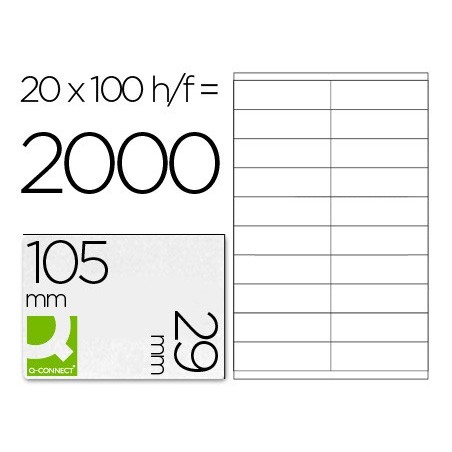 ETIQUETA ADHESIVA Q-CONNECT KF26093 TAMAÑO 105X29 MM FOTOCOPIADORA LASER INK-JET CAJA 100 H DIN A4 ESP.HACIENDA