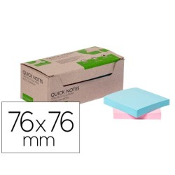 BLOC DE NOTAS ADHESIVAS QUITA Y PON Q-CONNECT 76X76 MM 100% PAPEL RECICLADO COLORES PASTELES EN CAJA DE CARTON