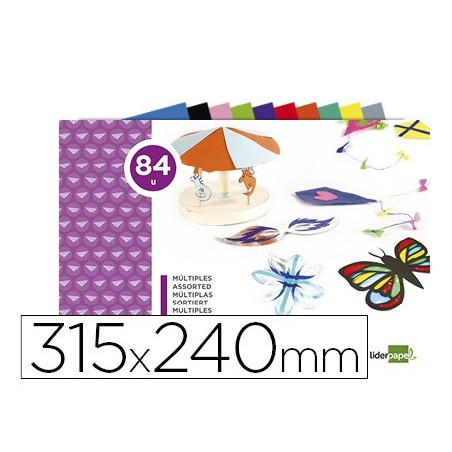 BLOC TRABAJOS MANUALES LIDERPAPEL MULTIPLE 240X315MM 84 HOJAS COLORES SURTIDOS
