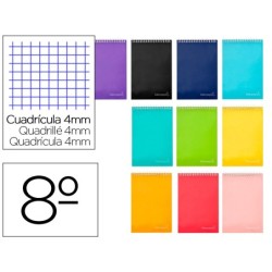CUADERNO ESPIRAL LIDERPAPEL BOLSILLO OCTAVO APAISADO WITTY TAPADURA 80H 75GR CUADRO 4 MM COLORES SURTIDOS