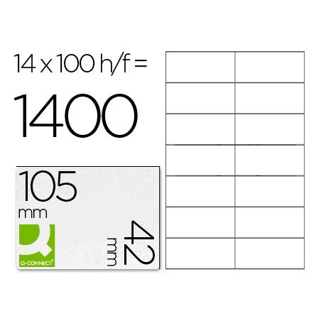 ETIQUETA ADHESIVA Q-CONNECT KF10655 TAMAÑO 105X42 MM FOTOCOPIADORA LASER INK-JET CAJA CON 100 HOJAS DIN A4