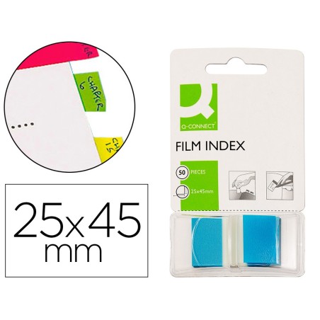 BANDERITAS SEPARADORAS Q-CONNECT AZULES DISPENSADOR DE 50