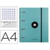 CARPETA CON RECAMBIO Y SOLAPA LIDERPAPEL ANTARTIK A4 CUADRO 5MM FORRADA 4 ANILLAS REDONDAS 40MM COLOR MENTA