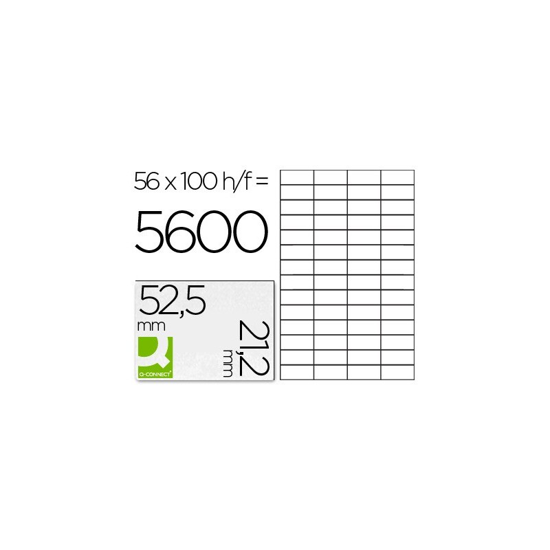 ETIQUETA ADHESIVA Q-CONNECT KF10638 TAMAÑO 52,5X21,2 MM FOTOCOPIADORA LASER INK-JET CAJA CON 100 HOJAS DIN A4