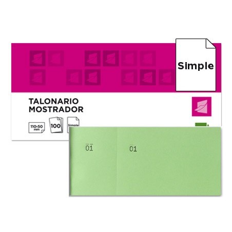 TALONARIO LIDERPAPEL MOSTRADOR 50X110 MM TL12 VERDE CON MATRIZ